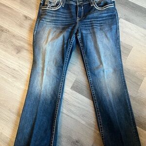 Vigoss Women’s Faded Bootcut Jeans w/ Contrast Stitching & Embellished Pockets